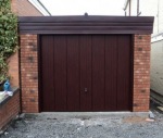 Spar Pent Concrete Garage 340 - Dark Woodgrain, Brick Posts