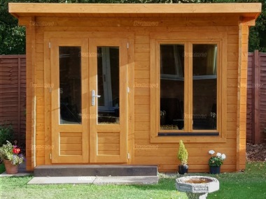 45mm Log Cabin 021 - Pent, Double Glazed, Large Panes 45mm Log Cabin 021 - Pent, Double Glazed, Large Panes