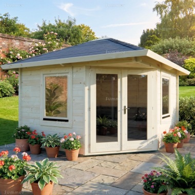 Corner Log Cabin 318 - 40mm, Double Glazed, Plain or Georgian